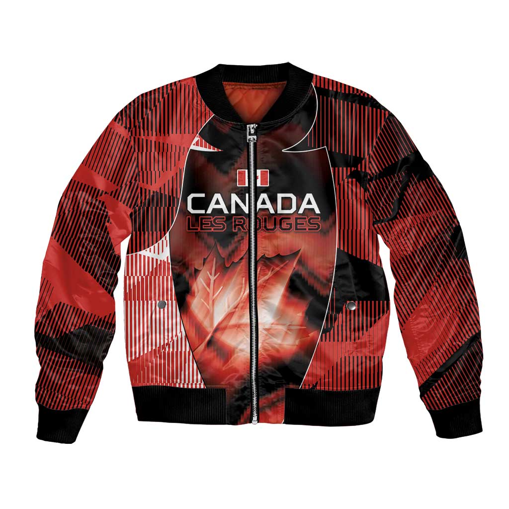 Custom Canada Football Bomber Jacket Visual Line Abstract Maple Leaf