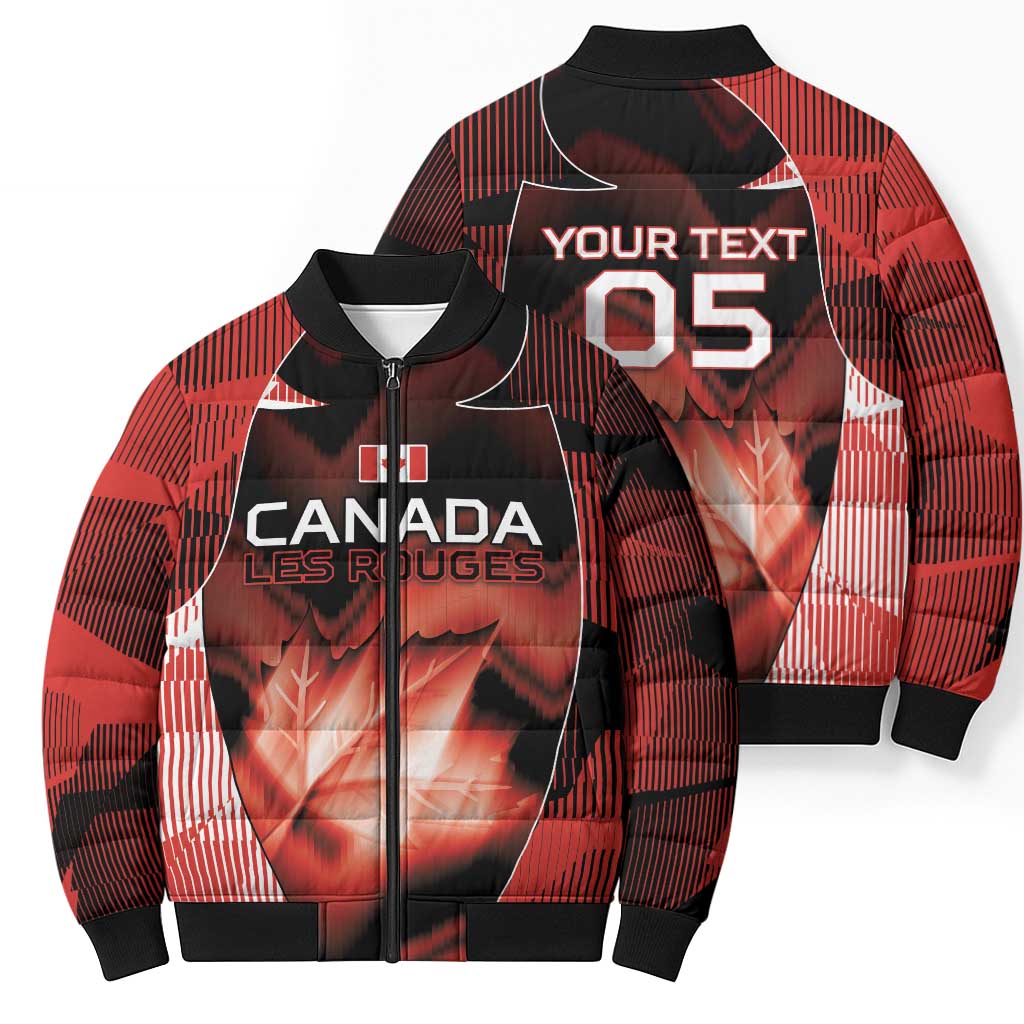 Custom Canada Football Bomber Puffer Jacket Visual Line Abstract Maple Leaf