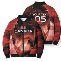 Custom Canada Football Bomber Puffer Jacket Visual Line Abstract Maple Leaf