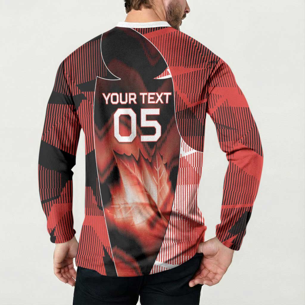 Custom Canada Football Button Sweatshirt Visual Line Abstract Maple Leaf