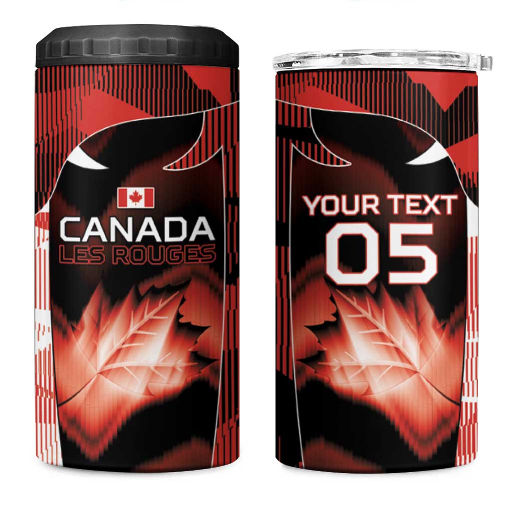 Custom Canada Football 4 in 1 Can Cooler Tumbler Visual Line Abstract Maple Leaf