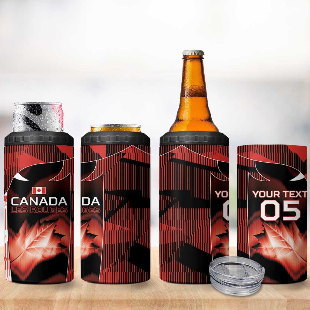 Custom Canada Football 4 in 1 Can Cooler Tumbler Visual Line Abstract Maple Leaf