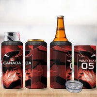 Custom Canada Football 4 in 1 Can Cooler Tumbler Visual Line Abstract Maple Leaf