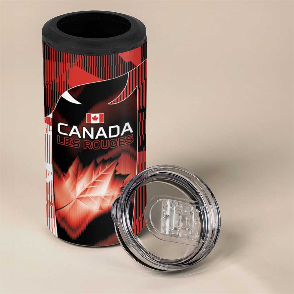 Custom Canada Football 4 in 1 Can Cooler Tumbler Visual Line Abstract Maple Leaf