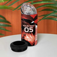 Custom Canada Football 4 in 1 Can Cooler Tumbler Visual Line Abstract Maple Leaf