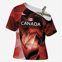Custom Canada Football Cross Shoulder Shirt Visual Line Abstract Maple Leaf