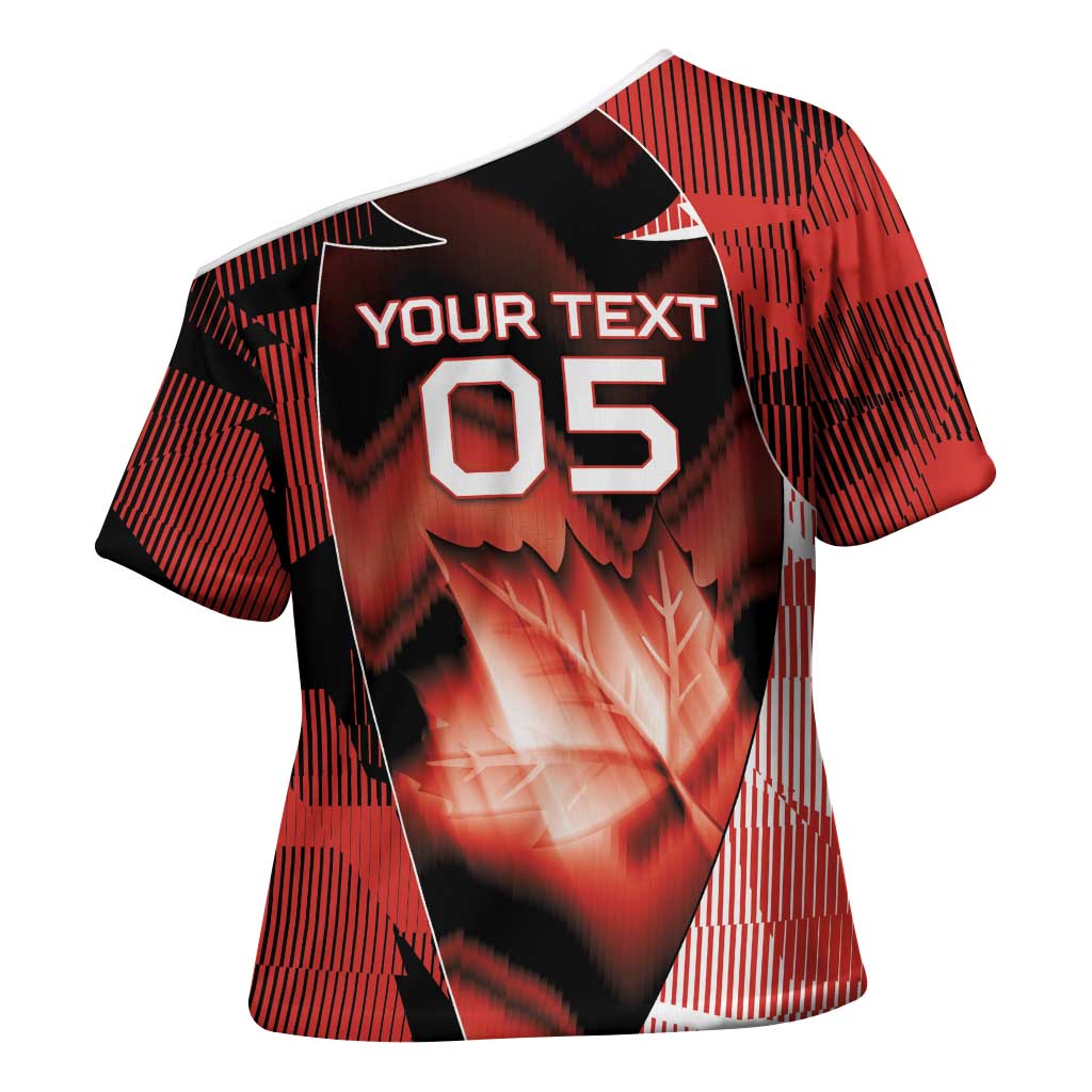 Custom Canada Football Cross Shoulder Shirt Visual Line Abstract Maple Leaf