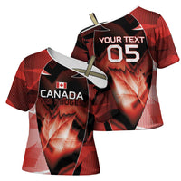 Custom Canada Football Cross Shoulder Shirt Visual Line Abstract Maple Leaf