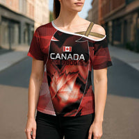Custom Canada Football Cross Shoulder Shirt Visual Line Abstract Maple Leaf