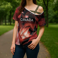 Custom Canada Football Cross Shoulder Shirt Visual Line Abstract Maple Leaf