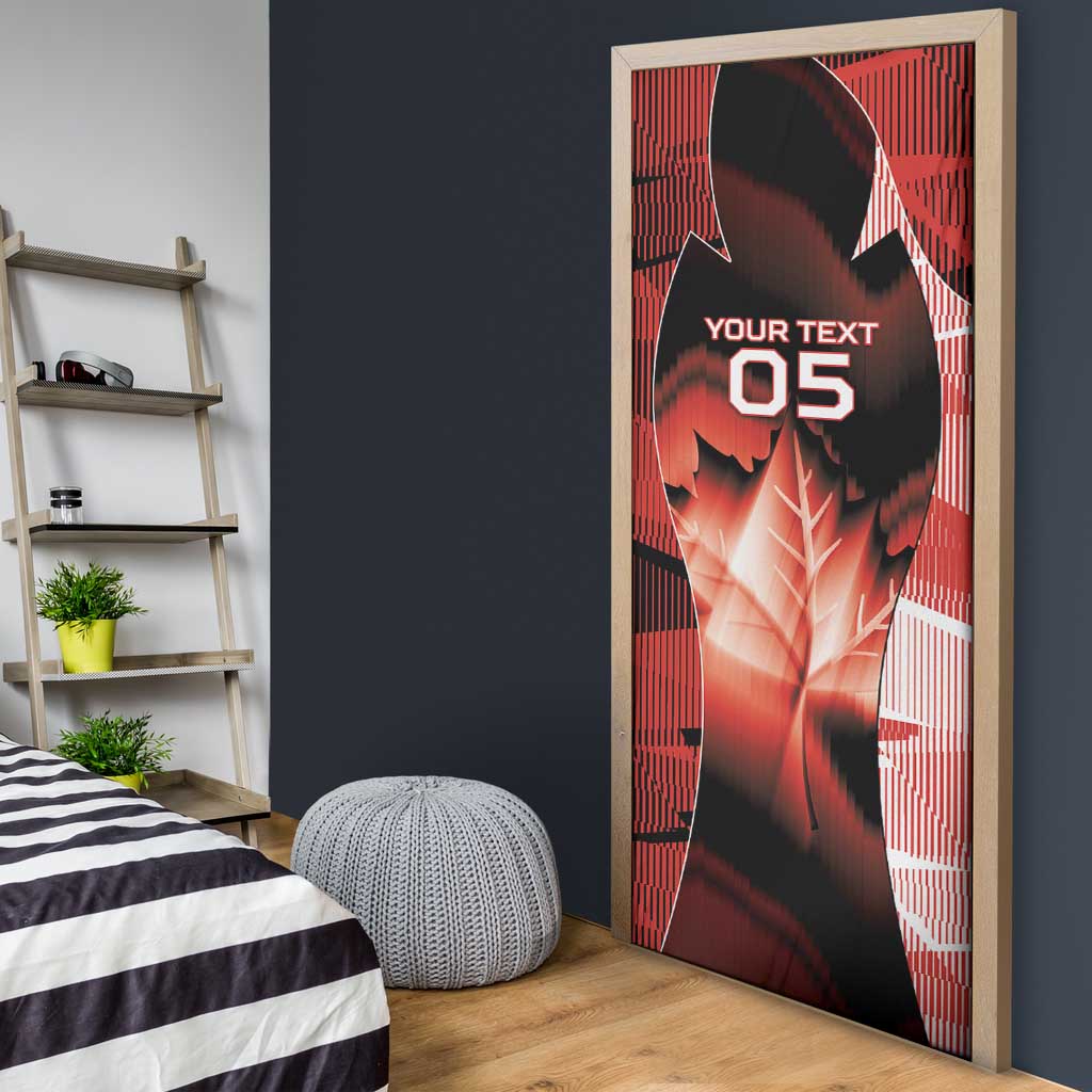 Custom Canada Football Door Cover Visual Line Abstract Maple Leaf