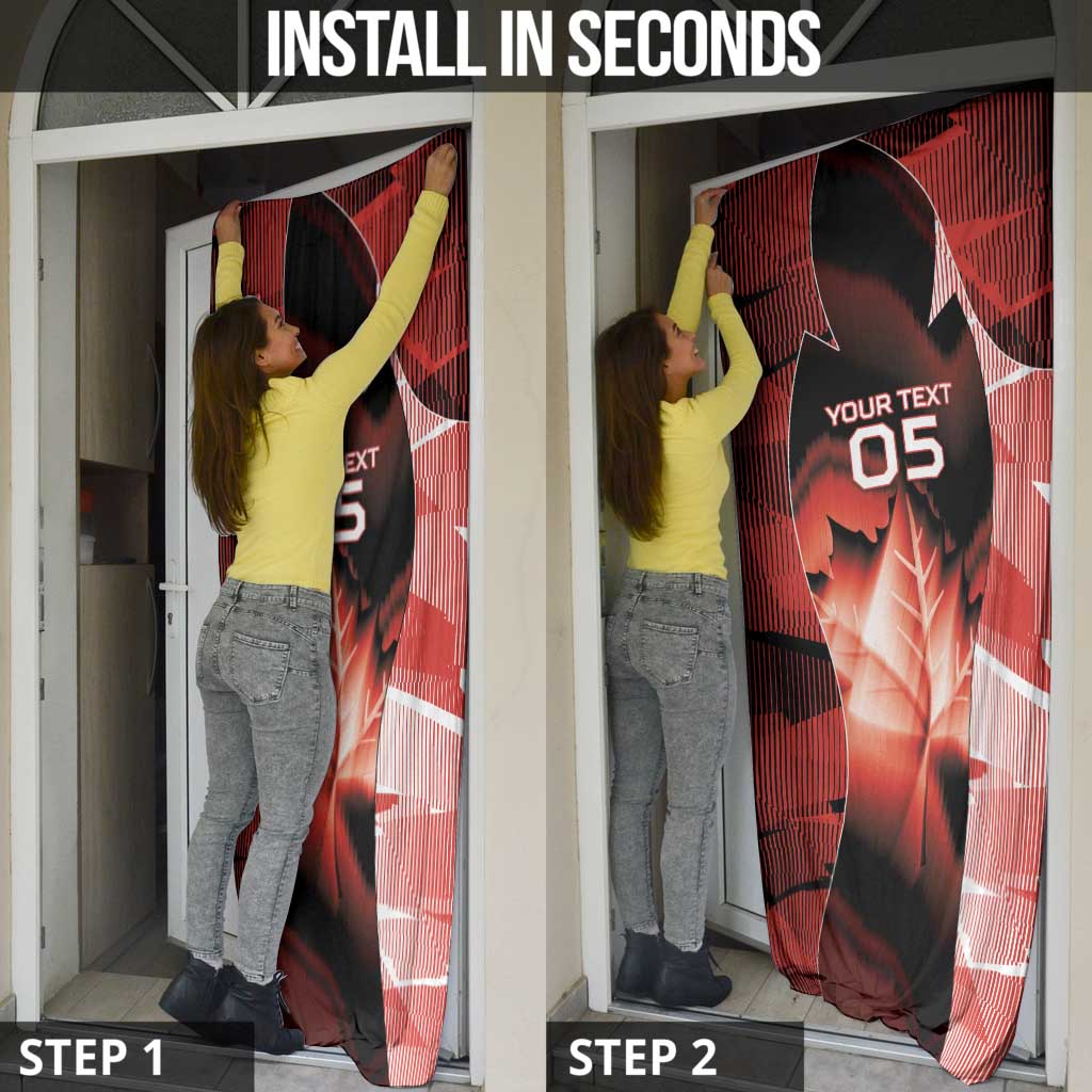 Custom Canada Football Door Cover Visual Line Abstract Maple Leaf