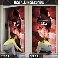 Custom Canada Football Door Cover Visual Line Abstract Maple Leaf