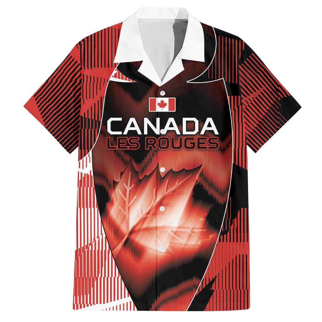Custom Canada Football Hawaiian Shirt Visual Line Abstract Maple Leaf