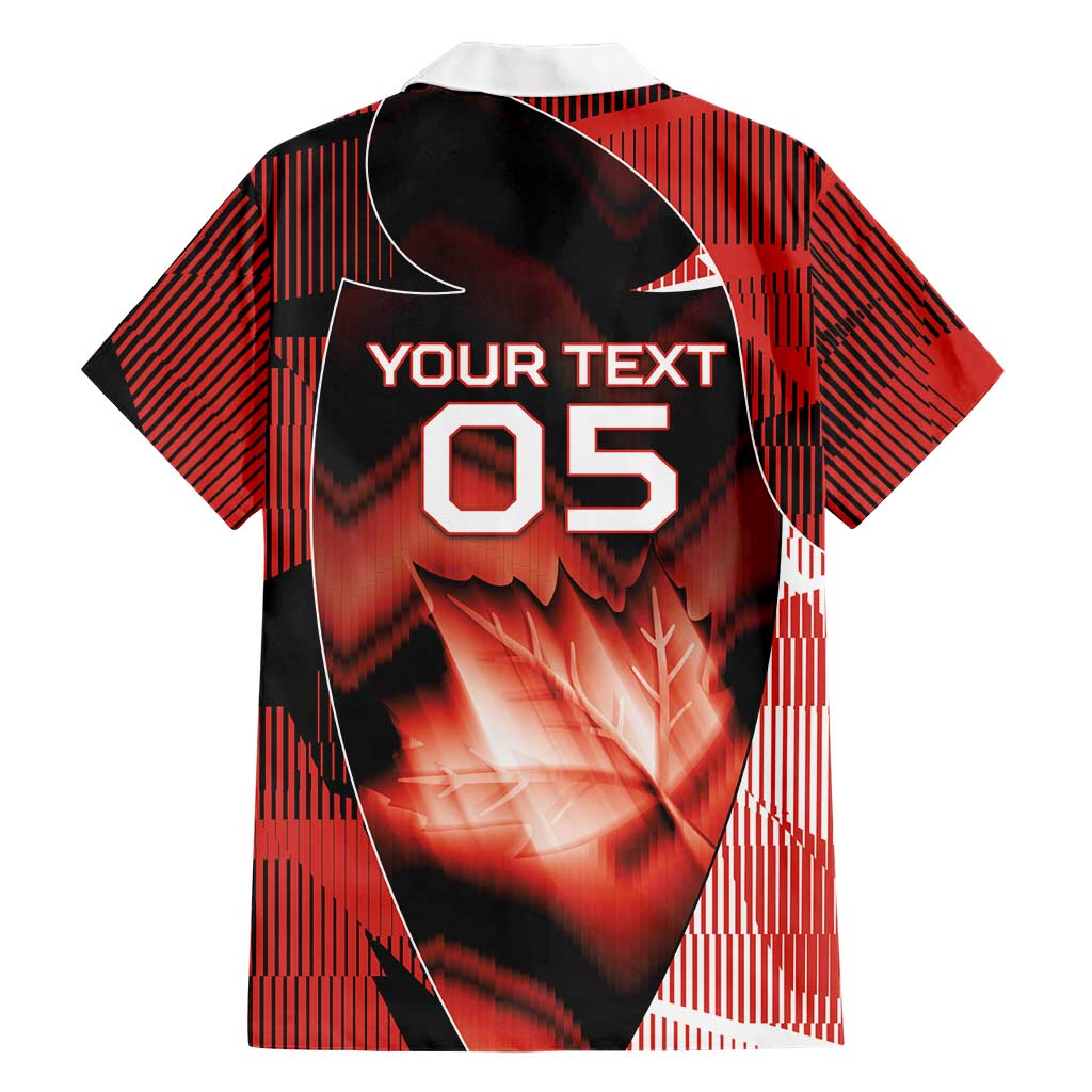 Custom Canada Football Hawaiian Shirt Visual Line Abstract Maple Leaf