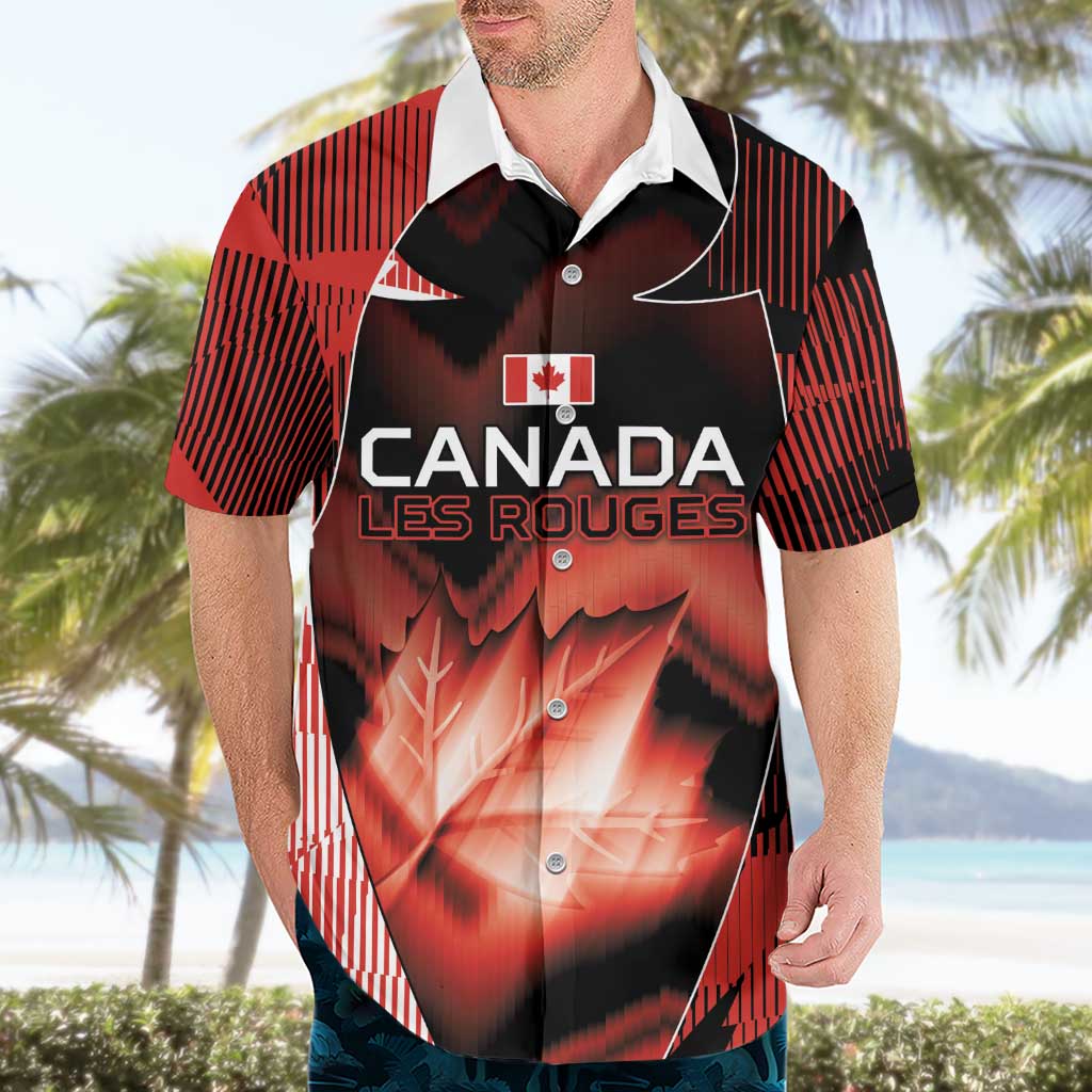 Custom Canada Football Hawaiian Shirt Visual Line Abstract Maple Leaf