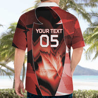 Custom Canada Football Hawaiian Shirt Visual Line Abstract Maple Leaf