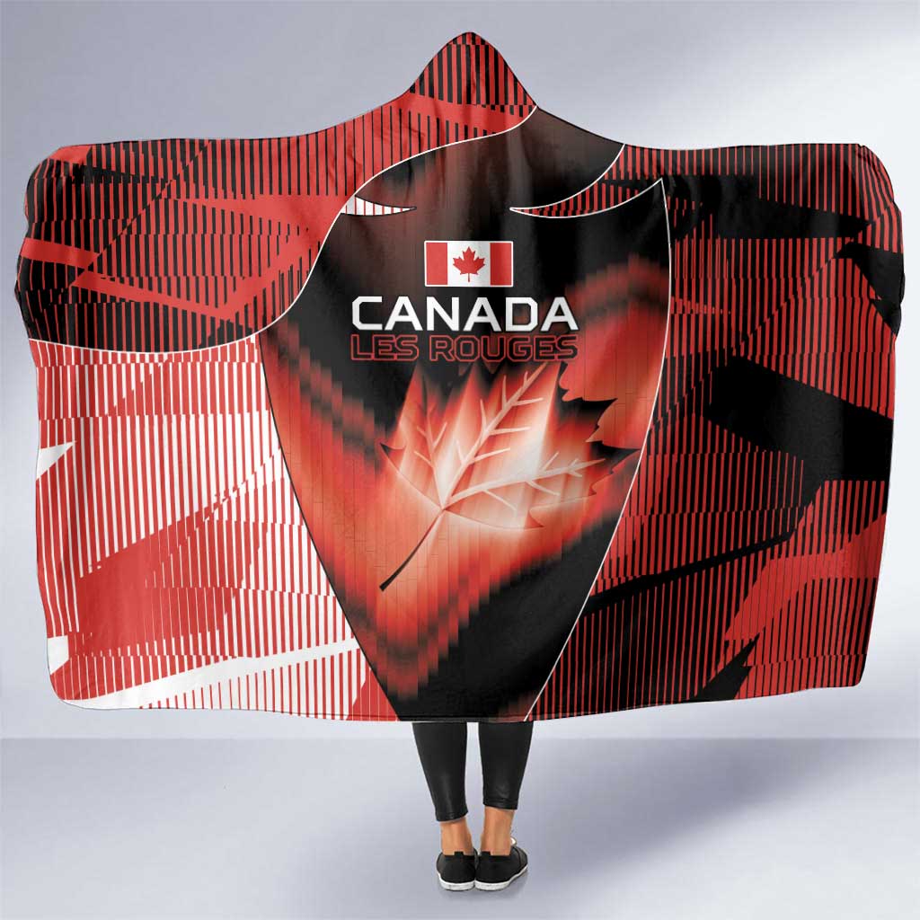 Canada Football Hooded Blanket Visual Line Abstract Maple Leaf