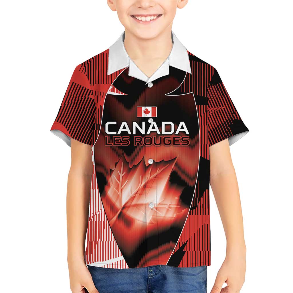Custom Canada Football Kid Hawaiian Shirt Visual Line Abstract Maple Leaf