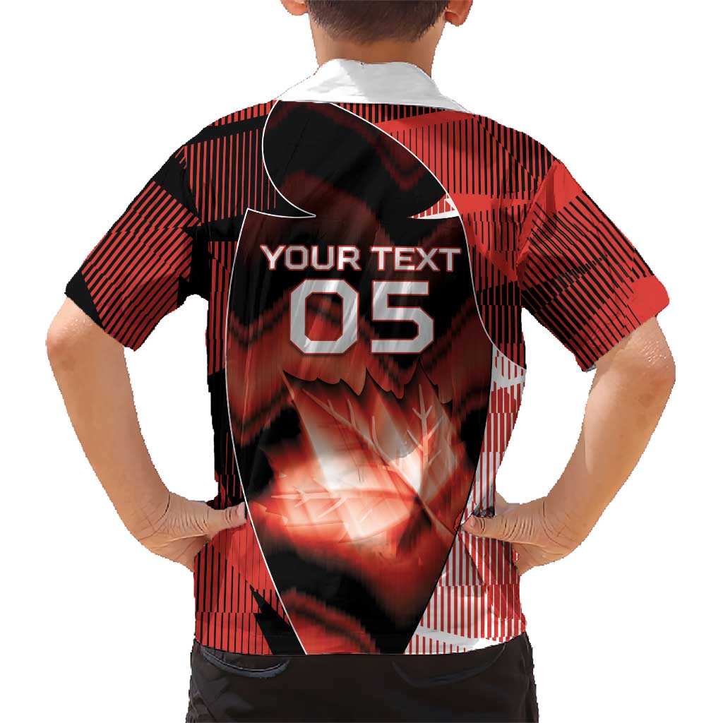 Custom Canada Football Kid Hawaiian Shirt Visual Line Abstract Maple Leaf
