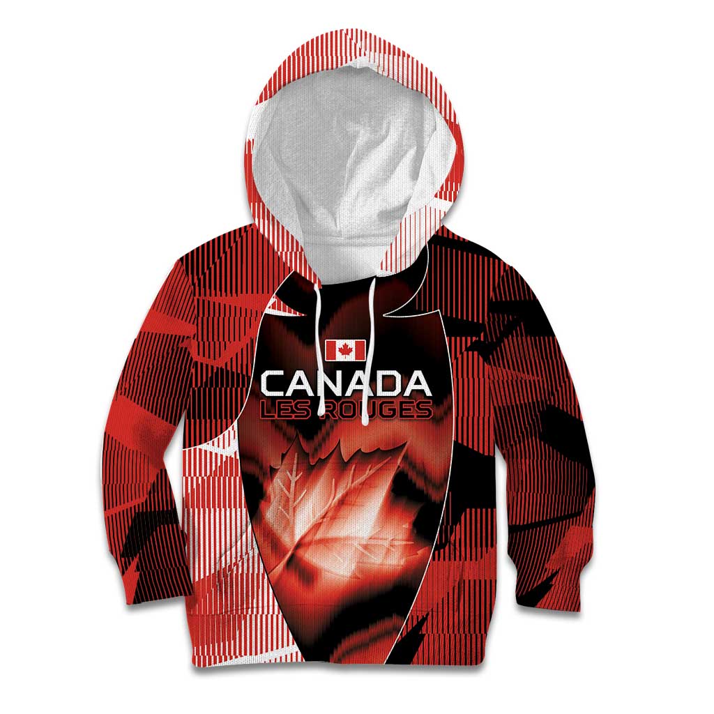 Custom Canada Football Kid Hoodie Visual Line Abstract Maple Leaf