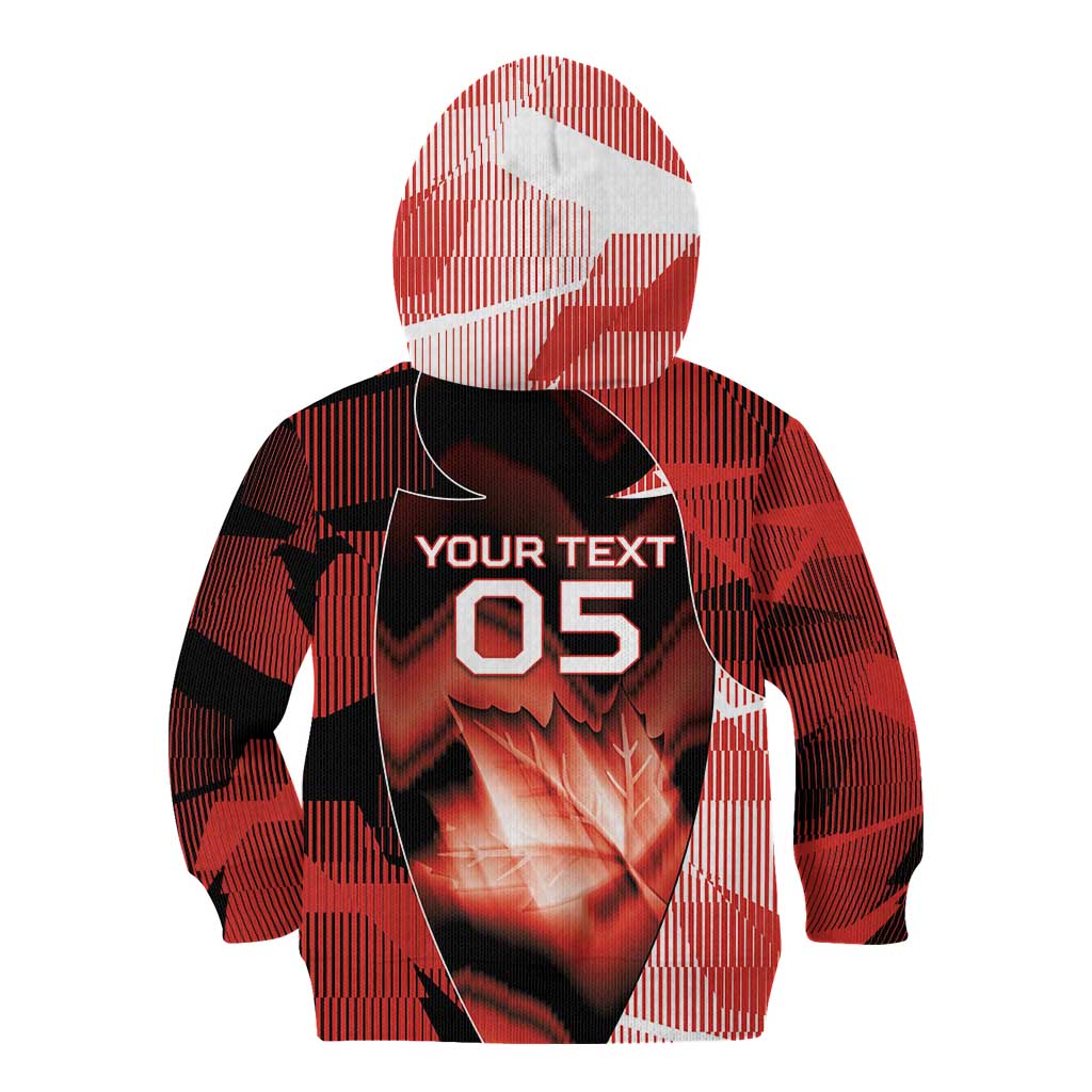 Custom Canada Football Kid Hoodie Visual Line Abstract Maple Leaf