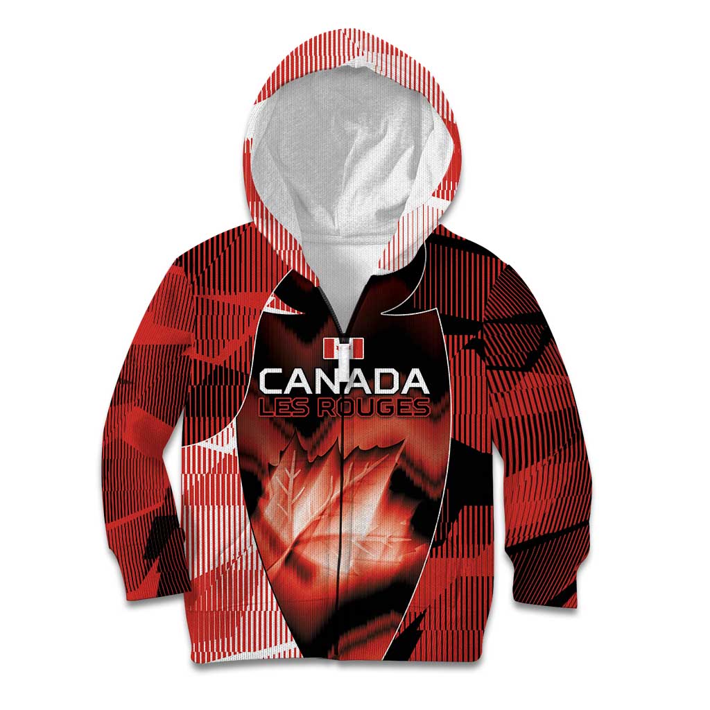 Custom Canada Football Kid Hoodie Visual Line Abstract Maple Leaf