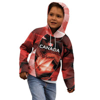 Custom Canada Football Kid Hoodie Visual Line Abstract Maple Leaf
