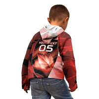 Custom Canada Football Kid Hoodie Visual Line Abstract Maple Leaf
