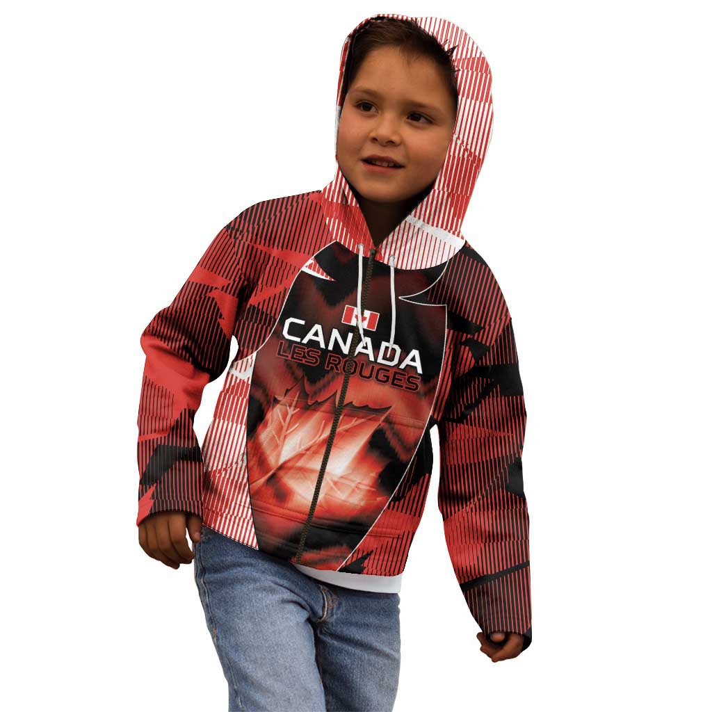 Custom Canada Football Kid Hoodie Visual Line Abstract Maple Leaf