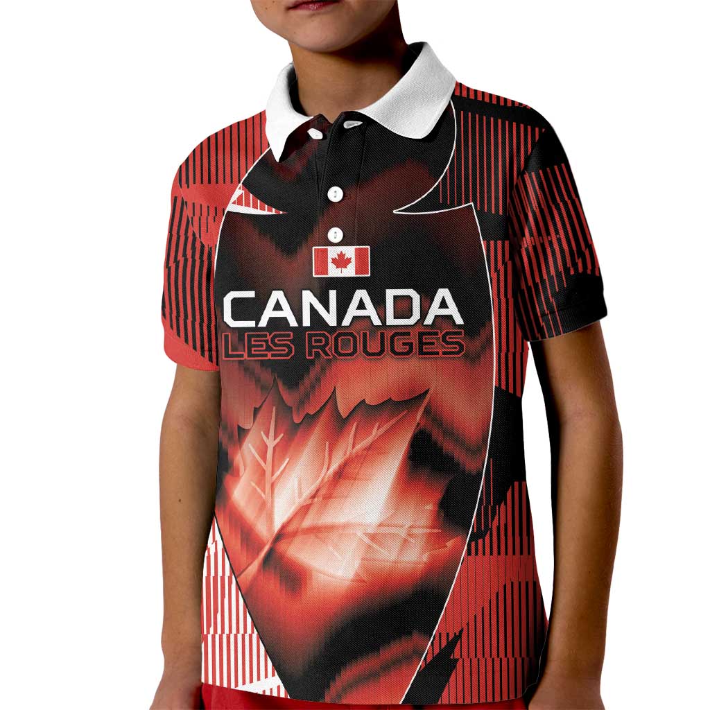 Custom Canada Football Kid Polo Shirt Visual Line Abstract Maple Leaf