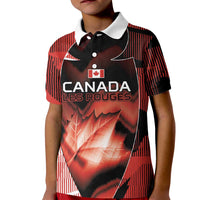 Custom Canada Football Kid Polo Shirt Visual Line Abstract Maple Leaf