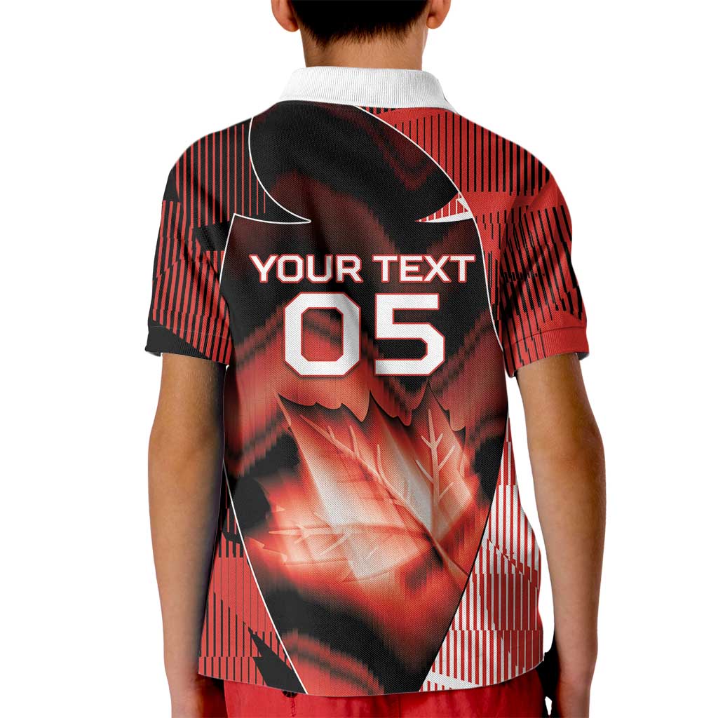 Custom Canada Football Kid Polo Shirt Visual Line Abstract Maple Leaf