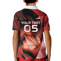 Custom Canada Football Kid Polo Shirt Visual Line Abstract Maple Leaf