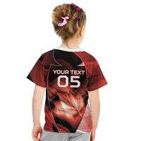 Custom Canada Football Kid T Shirt Visual Line Abstract Maple Leaf