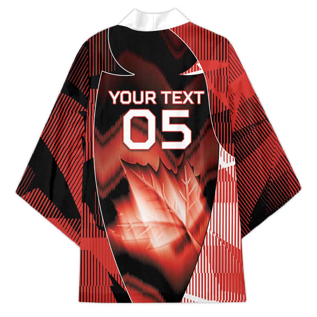 Custom Canada Football Kimono Visual Line Abstract Maple Leaf