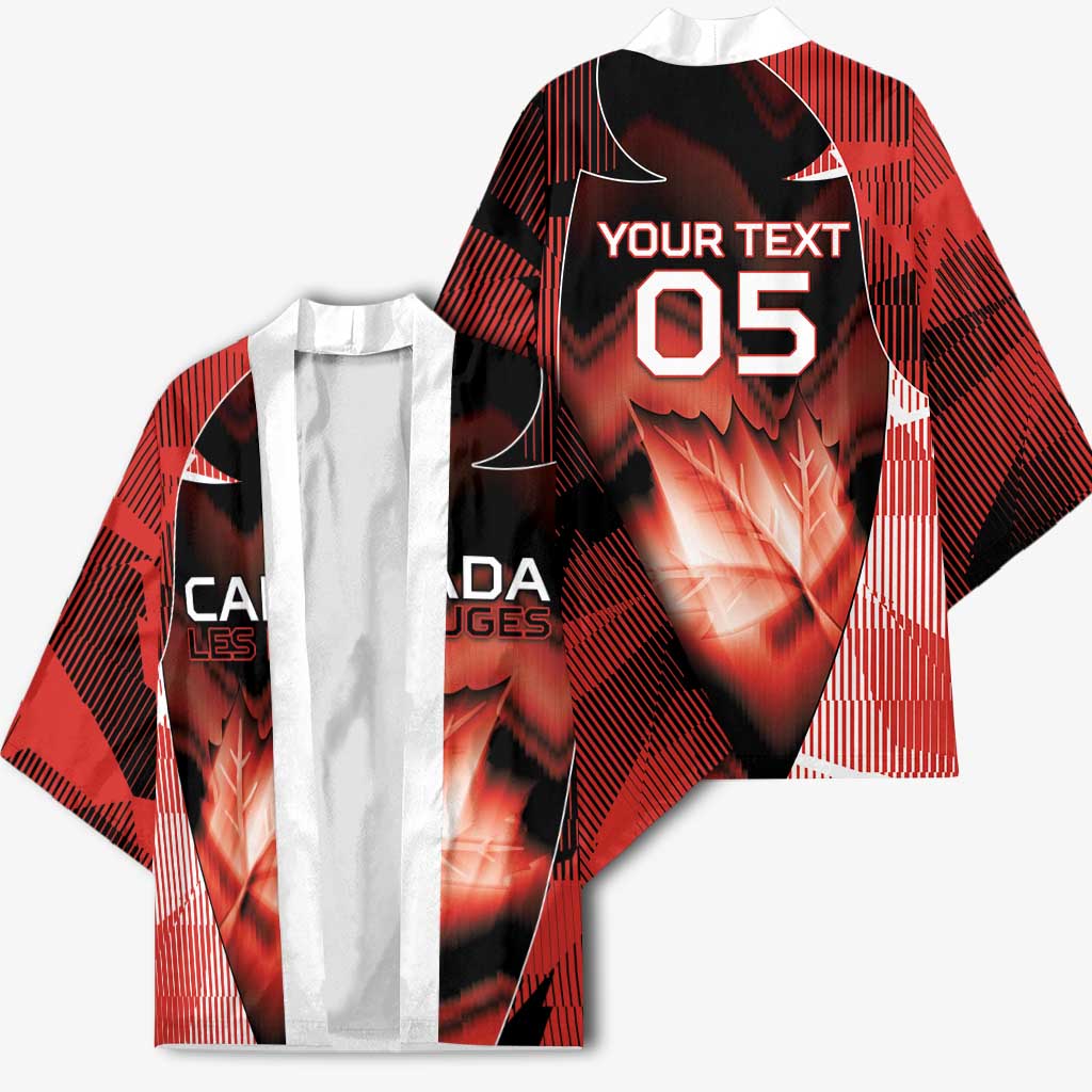 Custom Canada Football Kimono Visual Line Abstract Maple Leaf