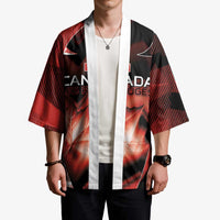 Custom Canada Football Kimono Visual Line Abstract Maple Leaf