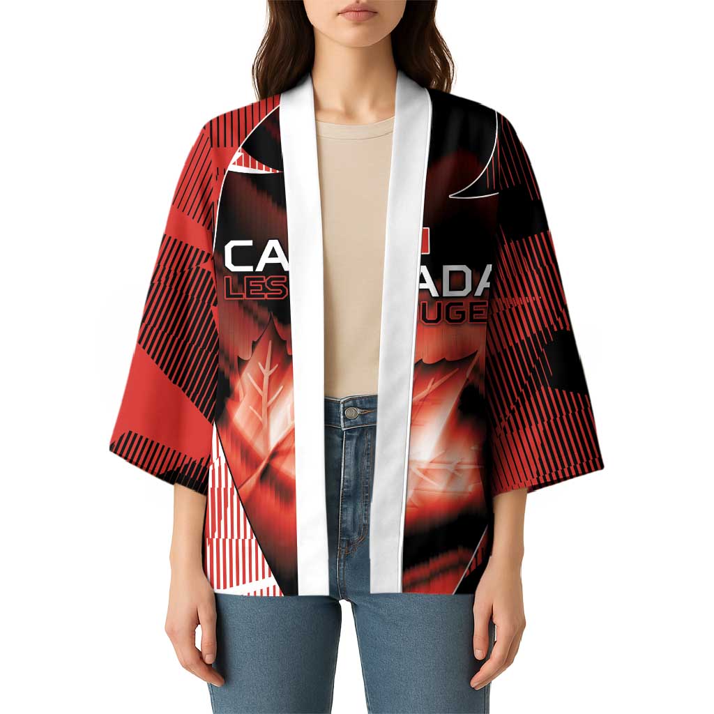 Custom Canada Football Kimono Visual Line Abstract Maple Leaf