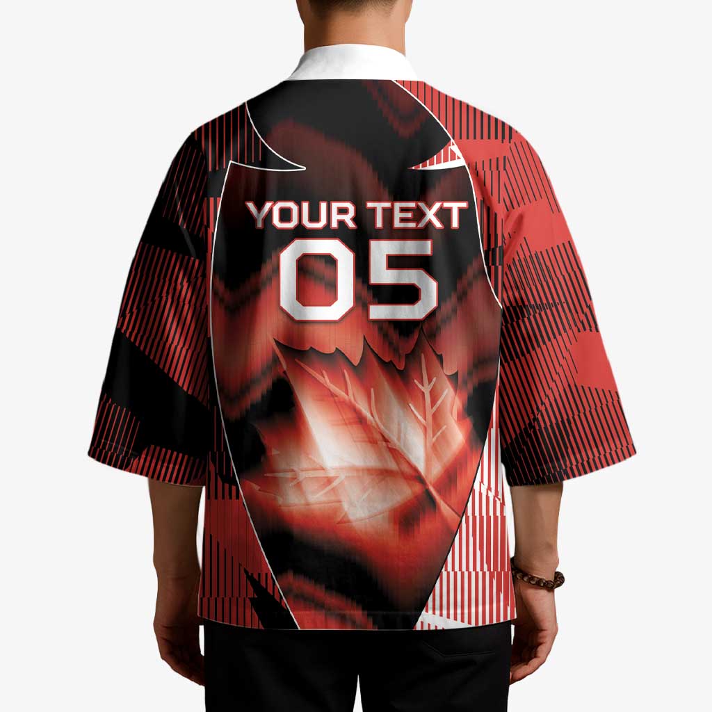 Custom Canada Football Kimono Visual Line Abstract Maple Leaf