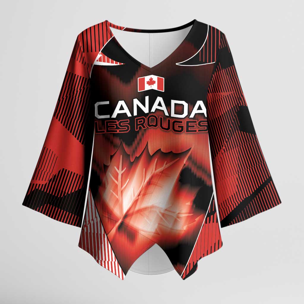 Custom Canada Football Kimono Sleeve Blouse Visual Line Abstract Maple Leaf