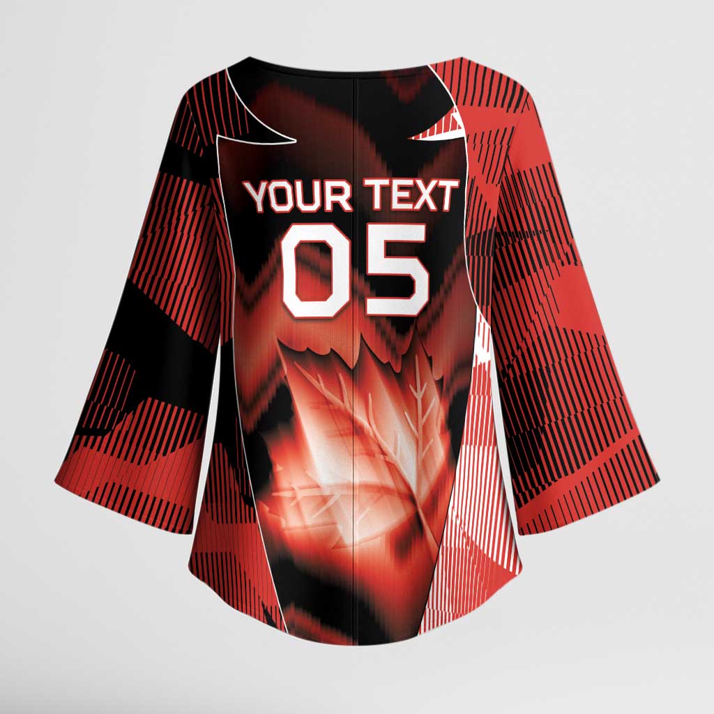 Custom Canada Football Kimono Sleeve Blouse Visual Line Abstract Maple Leaf