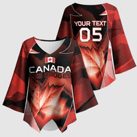 Custom Canada Football Kimono Sleeve Blouse Visual Line Abstract Maple Leaf