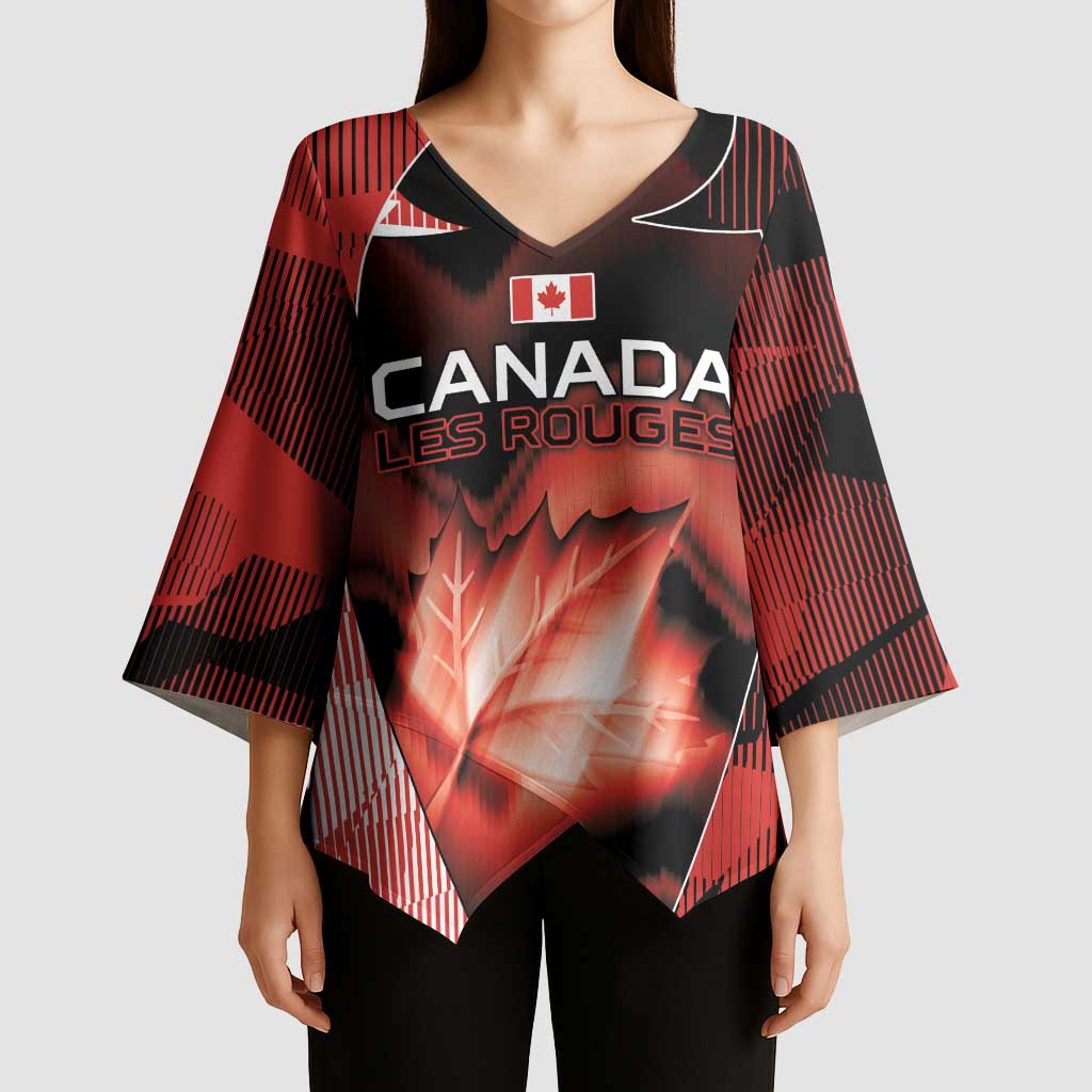 Custom Canada Football Kimono Sleeve Blouse Visual Line Abstract Maple Leaf