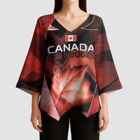 Custom Canada Football Kimono Sleeve Blouse Visual Line Abstract Maple Leaf