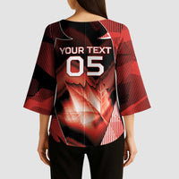 Custom Canada Football Kimono Sleeve Blouse Visual Line Abstract Maple Leaf