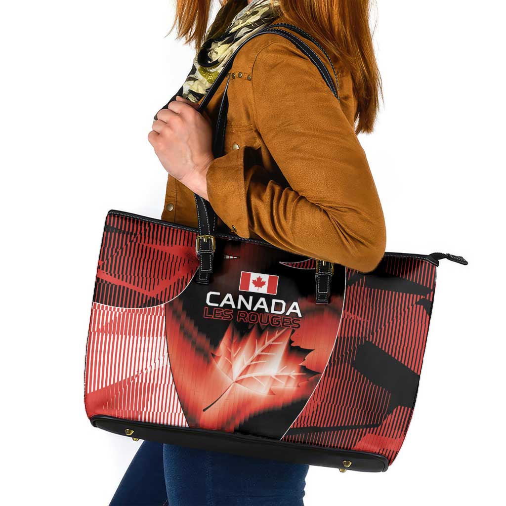 Canada Football Leather Tote Bag Visual Line Abstract Maple Leaf