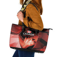 Canada Football Leather Tote Bag Visual Line Abstract Maple Leaf