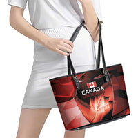Canada Football Leather Tote Bag Visual Line Abstract Maple Leaf