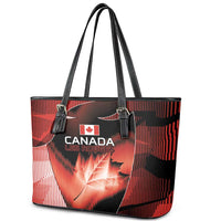 Canada Football Leather Tote Bag Visual Line Abstract Maple Leaf